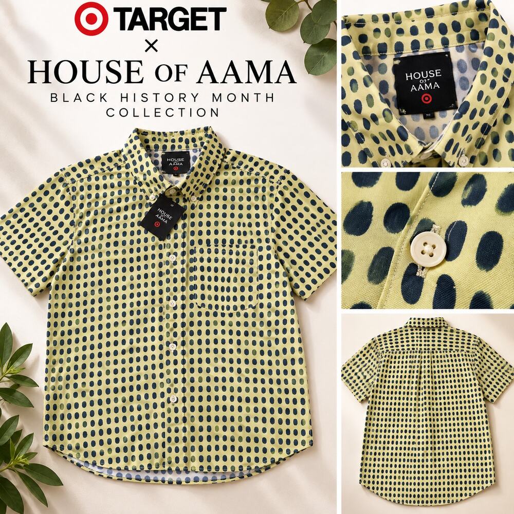Target x House of Aama Green Polka Dot Short Sleeve Button Down Men's 3X